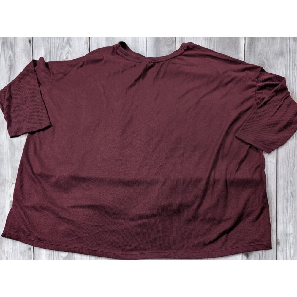 Joyspun Plus Size 3X 22W 24W Burgundy Knit Top Stretchy SOFT Polyester Blend‎